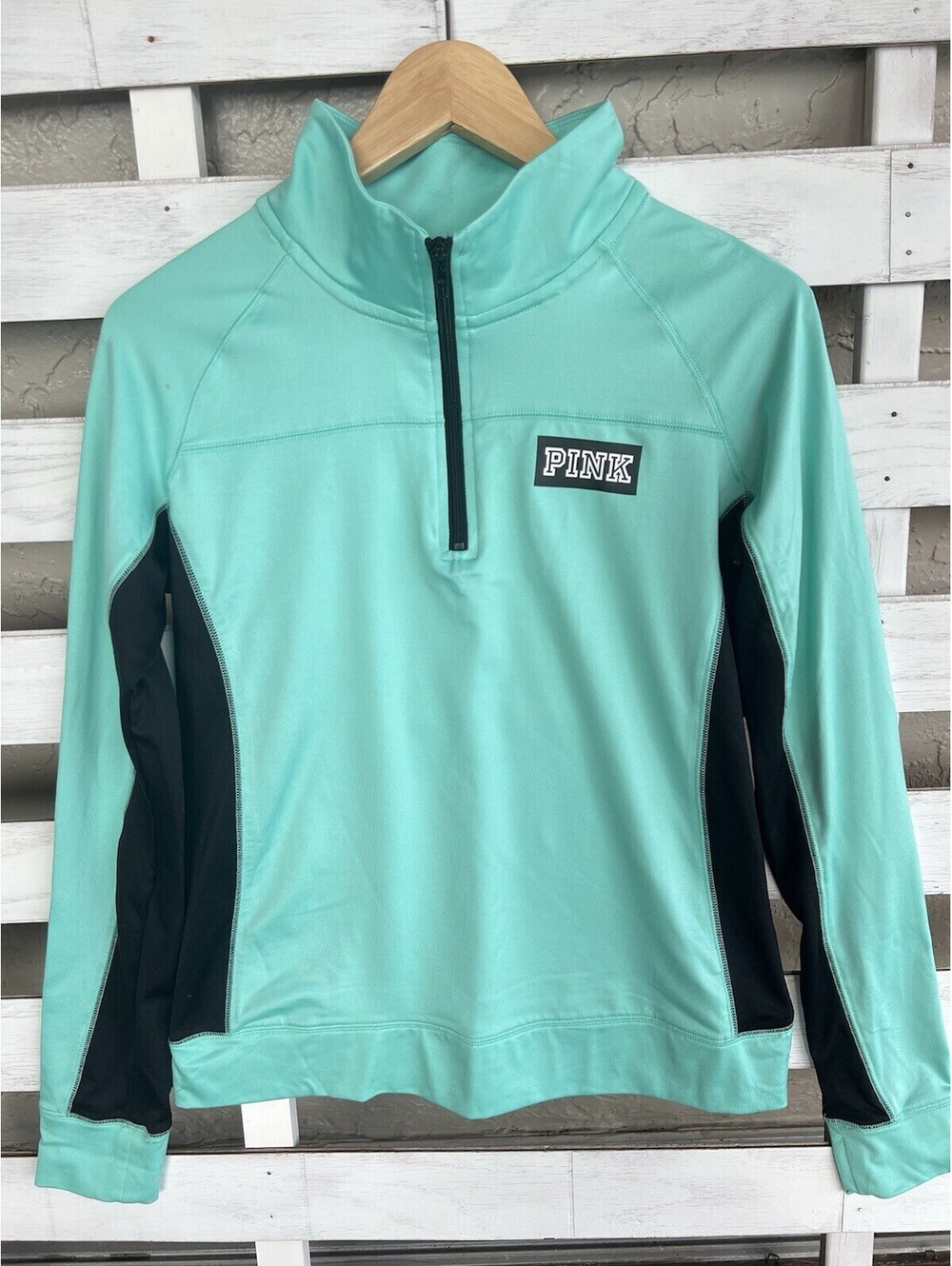 Victorias Secret Pink Ultimate Women’s 1/4 Zip Pullover Teal Blue Size M